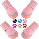 Paw Protectors for Hot Pavement Summer Heat Protection, Mesh Breathable Nonslip Dog Booties for Hardwood Floors Indoor, Outside Walking Running Hiking (Pink, Size 1)