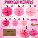 Epakh 12 Pcs Pumpkin Honeycomb Paper Halloween Table Centerpieces Pink 3D Tissue Paper Pumpkin Decoration 2 Sizes 3 Colors Halloween Thanksgiving Day Fall Home Party Decorations Supplies