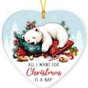 2025 Funny Christmas Ornaments Polar Bear for Kids, Cute Polar Bear Gifts for Women Men Coworkers Neighbors, Funny Gifts for Friends, Ceramic Ornament for Christmas Tree Decorations
