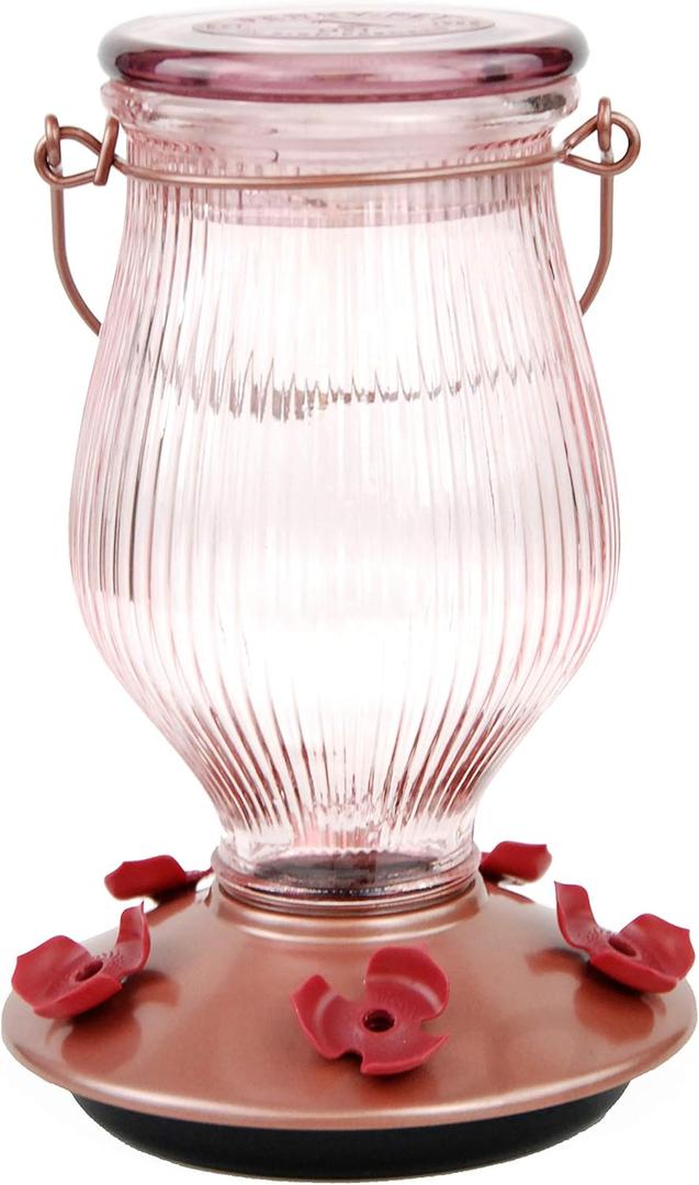 Perky-Pet 9104-2 Rose Gold Top-Fill Glass Hummingbird Feeder Rose Gold 24 oz Capacity
