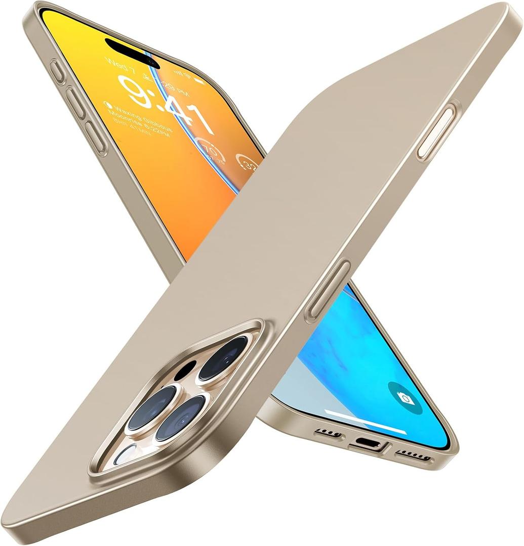 TORRAS Slim Fit for iPhone 16 Pro Case 6.3 inch, Ultra Thin 16 Pro Case, Original Feel, Lightweight Matte Anti-Scratch Hard PC Cover Phone Case for iPhone 16P OriginFit, Gold