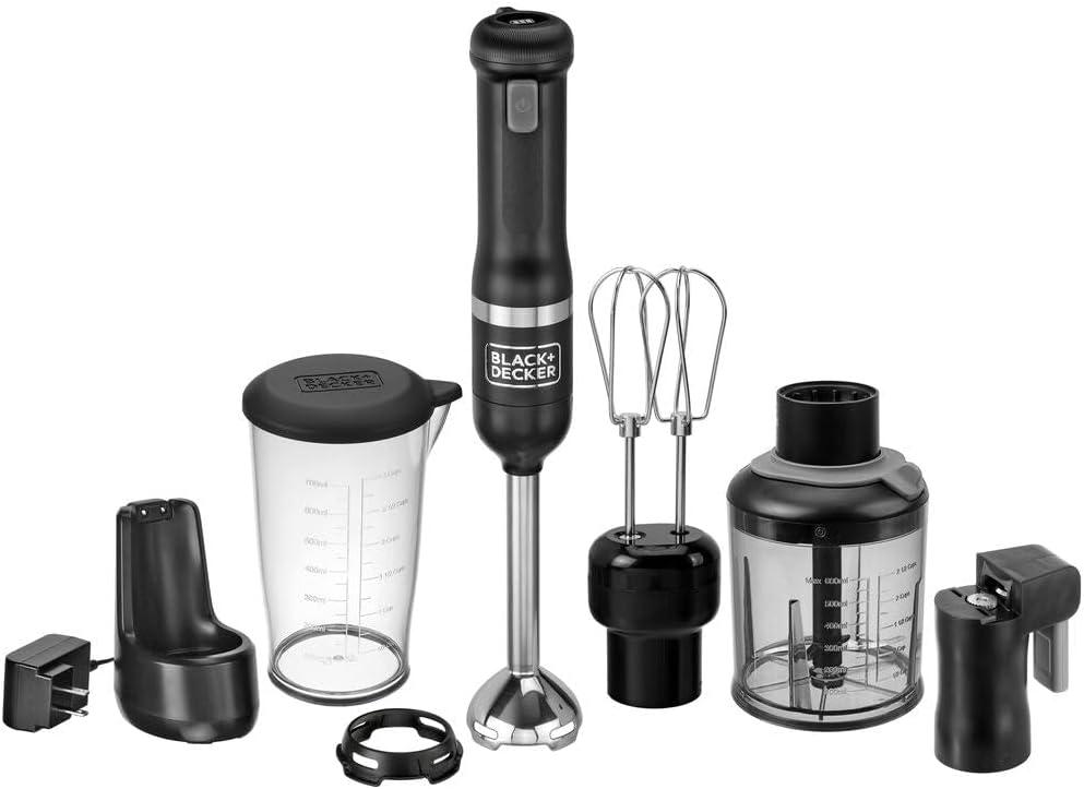 BLACK+DECKER Kitchen Wand Cordless Immersion Blender, 4 in 1 Multi Tool Set, Hand Blender with Charging Dock, Black (BCKM1014K10) BLACK+DECKER Kitchen Wand Cordless Immersion Blender, 4 in 1 Multi Tool Set, Hand Blender with Charging Dock, Black (BCKM1014K10)