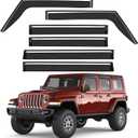 6pcs Outside-Mount Window Rain Guards Fit for 2018-2026 Jeep Wrangler JL/2020-2026 Jeep Gladiator, Extra Durable Window Visors Wind Deflector Dark Smoke Vent Shades Car Tape-on with Thicker