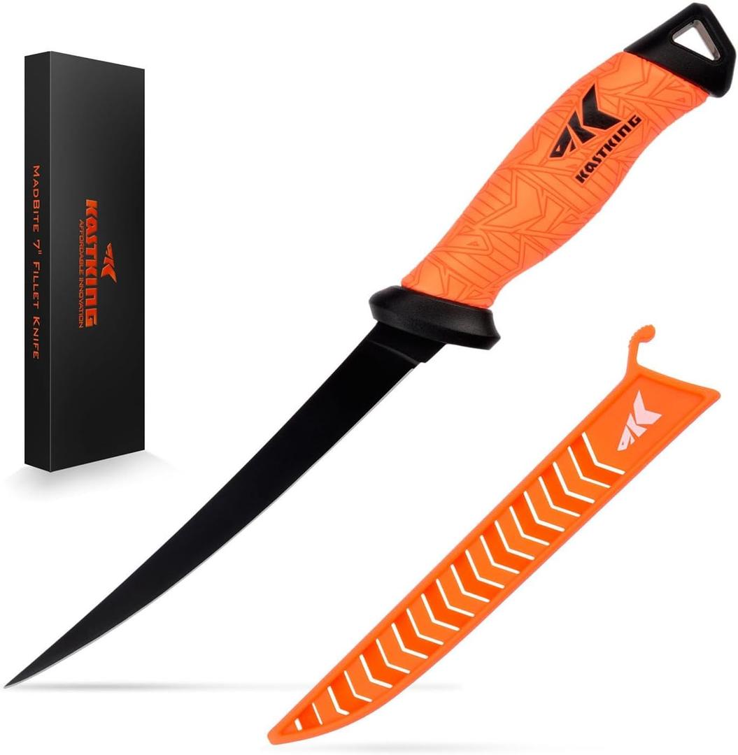 KastKing Speed Demon Pro Fillet Knife - Razor Sharp G4116 German Stainless-Steel Blade, Professional Level Knives for Filleting and Boning, Non-Slip Handles, Includes Protective Sheath