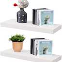 WELLAND Set of 2 Floating Shelves Wall Mounted Shelf, for Home Decor with 8" Deep (White, 24 inch)