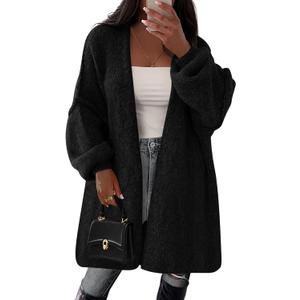 PRETTYGARDEN Long Cardigan Sweaters for Women Trendy Fall 2026 Oversized Knit Sweater Jacket Coats Winter Fashion Clothing (Small, Black)