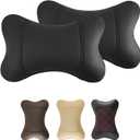 2 Pack Car Neck Pillow PU Leather Automotive Headrest Pillow for Car Support Neck Pain Relief Universal Car Pillow (Black)