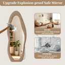 Irregular Full Length Mirror, 63"x24" Flannel Full Body Mirrors, Velvet Floor Mirrors with Stand, Irregular Wavy Mirror Hanging or Leaning Against Wall for Bedroom Living Room, Brown