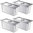 Mifoci 4 Pack Stainless Steam Hotel Pan with Lid, 1/3 Size x 6 Inch Deep Table Steam Pan Restaurant Supplies Reusable Anti Rust Catering Storage for Home, Party, Restaurant, Hotel, Buffet