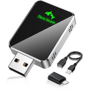 Wireless CarPlay Adapter for iPhone, Convert Wired to Wireless Apple car play Adapter, Mini Size with Extension Cable USB & USB-C/Type-C, Stable Control & No DelayFor cars in 2016 or later (Silver)