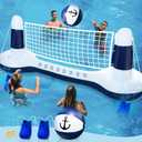 Large Inflatable Pool Games Volleyball Net Pool Float Set with 9" Anchor Ball, 2 Weight Bags & Yacht Design  Floating Swimming Game Toy for Adults & Kids, Perfect for Summer Water Sport Pool Party
