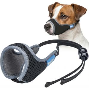 One-Pull Adjustable Dog Muzzle for Small Dogs, No Size Guessing, Soft Comfort Fit, Allows Panting & Drinking, Prevents Biting, Size 1 (Snout Length: 1.41.9")