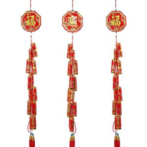 3 Pcs Chinese New Year Hanging Decorations 63 Inch Large Firecracker Decor Traditional Red Lucky Oriental Pendant Ornaments Chinese Traditional Knot with Tassel Red for Spring Festival Lunar New Year