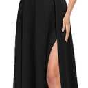 MUSHARE Women's Halter Neck Sexy Split Cocktail Party Maxi Long Formal Dress (Black, L)