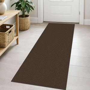 EARTHALL Woven Runner Rug 2x5 Ft Washable Runners for Hallways Cotton Non Slip Rubber Backed Kitchen Runner Braided Indoor Floor Carpet for Entryway, Hallway, Kitchen, Bedroom, Brown
