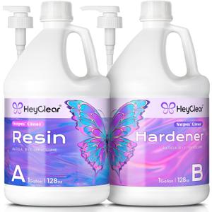 2 Gallon Epoxy Resin Kit with Pumps, Crystal Clear and Hard Upgraded 2 Part Resin and Hardener for Casting Coating, Countertop, Table top, Art DIY Handcraft Jewelry