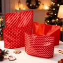 Tenceur Plastic Christmas Gift Bags with Handle Red and White Stripes Polka Dot Shopping Bags 13'' x 10'' Large Merchandise Tote Bulk for Christmas Holiday Party Favor Gift Wrapping(48 Pcs)
