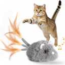 Moving Cat Toy Squeaky Cat Mouse Toy Automatic Interactive Cat Toys for Indoor Cats Mouse Toys for Cats with Wagging Tail