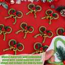 2 x 9 PCS Green Christmas Tree Bows 4.5" Xmas Wreath Bow with Pine Needles Berries Jingle Bells Bowknot Christmas Tree Ornaments for Garland Party Crafts DIY Gift Wrapping Decoration