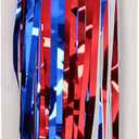 4th of July Decorations Foil Fringe Garland Tinsel Streamers Red White and Blue Star Metallic Hanging Backdrop Banner Table Skirts for Parade Floats Memorial Day Patriotic Party (One Size, C04)