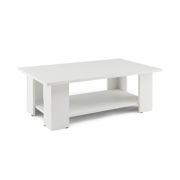 Large 41" 2-tier Wooden Modern Coffee Table with Storage Shelf