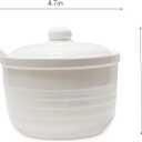 Ceramic Bacon Grease Container with Stainless Steel Strainer,Cooking Oil Storage Can 17oz(White), Medium