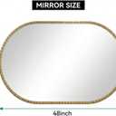 Gold Oval Mirror for Wall, 48x30 Inch Large Oval Bathroom Mirror, Antigue Gold Vanity Mirrors, Metal Floral Frame Mirror for Bedroom Living Room, Hangs Horizontally or Vertically