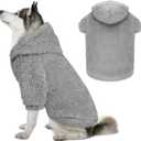 Fuzzy Dog Hoodie Dog Sweaters for Large Dogs Soft Double-Sided Plush Fleece Pet Sweater Clothes Coats Pet Hoodie Sherpa Hooded Sweatshirt(Grey-XXL)
