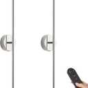 Battery Operated Wall Sconces with Remote Control, Dimmable Wall Sconces Set of Two, 350Rotate, 3000K LED Chrome Wireless Wall Light for Living Room, Bedroom,Hallway, 32.2 Inch (2 Pack)