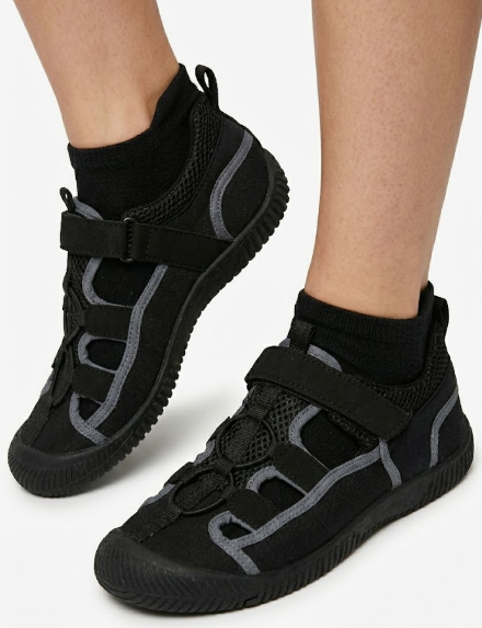 ZeroXposur Black Sandals for Kids, Outdoor Shoes, River Sandals for Kids, Black and Gray,  Size 5Y