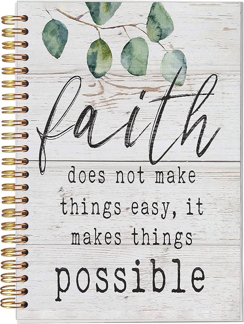 Christian Things Does Not Make Things Easy Motivational Eucalyptus Leaf Lined Spiral Journal Notebook 8.35.5 Inches Hardcover College Ruled Notebook Journal for Work Note Taking Journaling