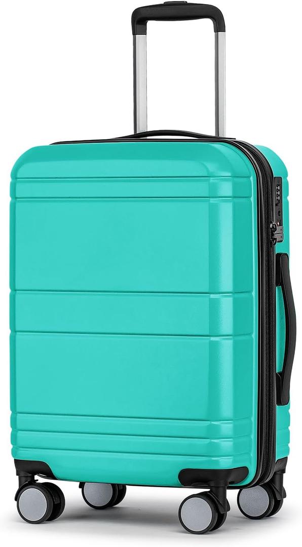 KYME Carry On Luggage 22x14x9 Airline Approved,Hardshell Carry On Suitcase with Tsa Lock,Small Suitcases with Wheels,Travel Luggage for Men Women,Expandable Carry-On 20 Inch,Baby Blue