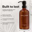 Amber Glass Hand and Dish Soap Dispenser Set by Brighter Barns - Modern Kitchen Decor & Accessories for Airbnb, RV, Office, Housewarming Gifts (Amber)