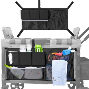 Stroller Wagon Cargo Net, Wagon Accessories Organizer Compatible with WONDERFOLD W-Series Models, Large Capacity Mesh Cargo Storage Bag with Sorting Pockets Compatible with Keenz Wagon
