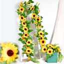 Naidiler Vibrant Full Sunflower Garland for Decoration, 6.2Ft Pretty Sunflower Vine for Wedding Baby Shower Boho Birthday Party Table Room Backdrop Dcor