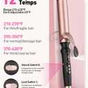 1 1/2 inch Curling Iron,Extra Long Barrel Culing Wand,100-240V Dual Voltage Hair Curler for Big Wave Curls,12 Temps
