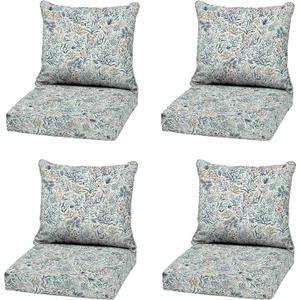 Arden Outdoor Deep Seat Cushion Set (4-Pack), 22 in x 24 in, Weather-Proof, Rain-Proof, Fade Resistant Patio Cushion for Chair, Sofa, and Couch Pistachio Botanical