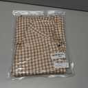 LOMON Womens 3/4 Sleeve Button Down Shirts Checkered Plaid Striped Cotton Tops V Neck Casual Loose Blouse (XXL)