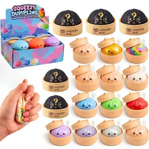 Dumpling Squishy Mystery Box 12 PCS 2026 Upgraded Glitter Surprise Dumplings Squishes with Steamer Containers, Colorful Squeeze for Teens & Adults, Gift Box Set - Colorful