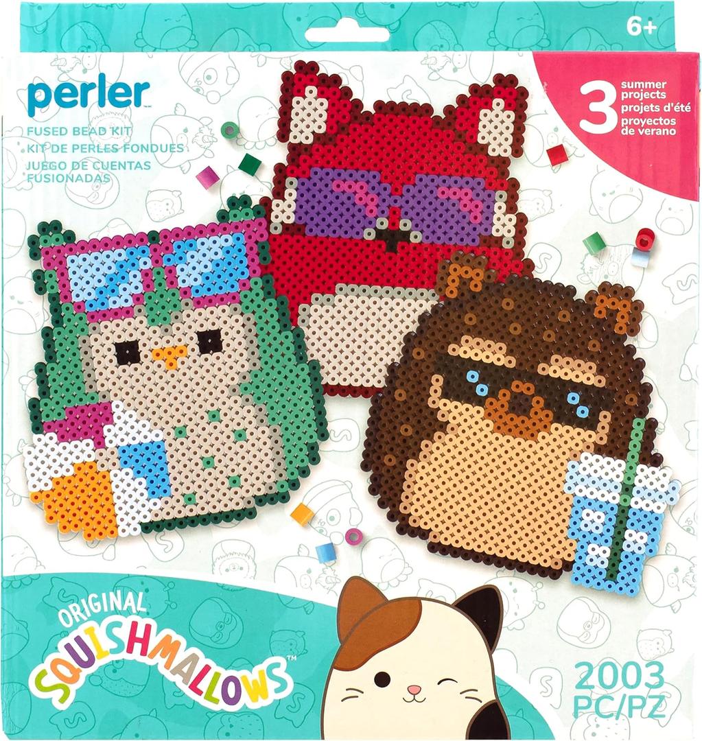 Perler 80-57134 Squishmallows Fused Bead Activity Kit with 3 Unique Projects, Multicolor, 2003 Pieces (One Size)