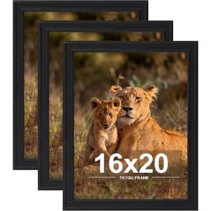 16x20 Poster Frame set of 3, Modern Style Woode Frame Black, Vertical & Horizontal Wall Hanging Large Studio Gallery Picture Frame for Photos, Posters & Art Prints best gift