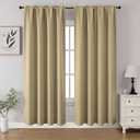 CUCRAF Beige Blackout Curtains 72 inch Length 2 Panels Set, Rod Pocket Room Darkening Drapes for Bedroom Living Room, Insulated Thermal Light Blocking Window Curtain (W52 x L72 Inch)