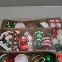 Christmas Ball Ornaments Set, 50 ct Red Green White Assorted Xmas Elements Theme Ornaments, Shatterproof Decorative Hanging Ball Ornaments for Holidays Party Wedding Christmas Tree Decoration