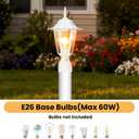 15" Dusk to Dawn Outdoor Post Light, Modern White Outdoor Lamp Post Light Fixture, Lamp Posts Exterior Lighting Pole Lantern for Outside Porch Garage Street, Waterproof Aluminum & Glass, 1 Pack, E26