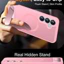Temdan Magnetic for Samsung Galaxy S25 Case, [Innovate Stand][Military Grade Drop Protection][Non Slip][Translucent Matte] Shockproof Phone Case for Galaxy S25 6.2" 2025 -Pink
