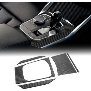 5PCS Real Carbon Fiber Gear Shift Panel Trim Compatible with 20192025 BMW 3 Series G20 & 20212025 BMW 4 Series G22 G23, Interior Decor Sticker Accessories for 330i 430i M340i M440i