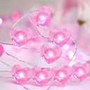 Valentine Day Decorations 13 ft 40 LEDs Pink Heart Shaped Twinkle Fairy String Lights Battery Operated for Kids Bedroom Wedding Indoor Outdoor Party Valentine's Day Mother's Day Decor(Pink)