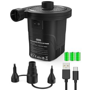 Dr.meter Air Pump for Inflatables, Rechargeable 4000mAh Battery Air Mattress Pump - Portable Quick-Fill Inflator Deflator for Outdoor Camping Inflatable Pool Float Boat Raft Yoga Ball Swim Ring Airbed