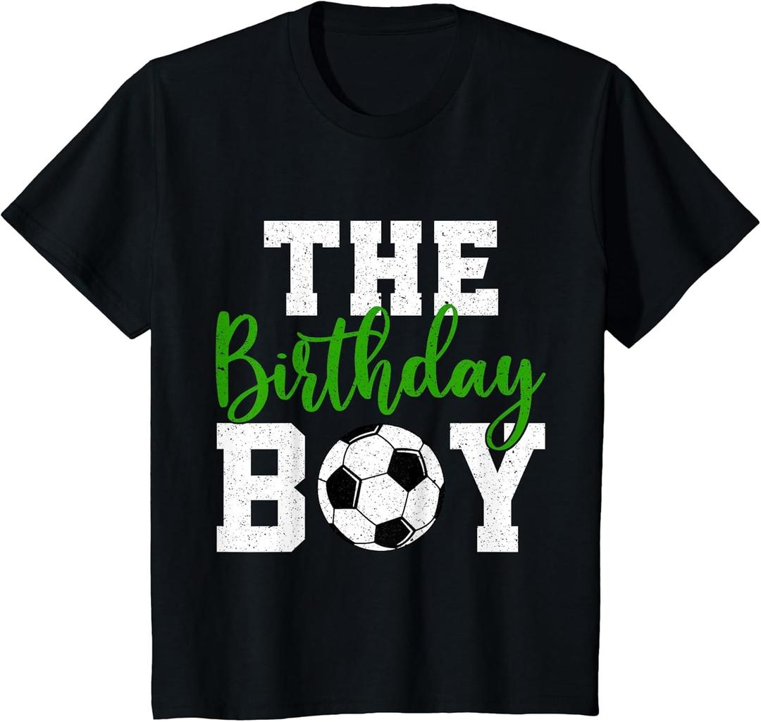 The Birthday Boy Matching Family Soccer Birthday T-Shirt (Small, Black)