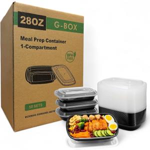 G-BOX Meal Prep Containers with Lids - 28 OZ | 50 Pack | 1 Compartment Food Containers with Lids [Meal Prep, Bento Box, Stackable, Reusable, Dishwasher Safe, Microwave Safe, Freezer Safe]